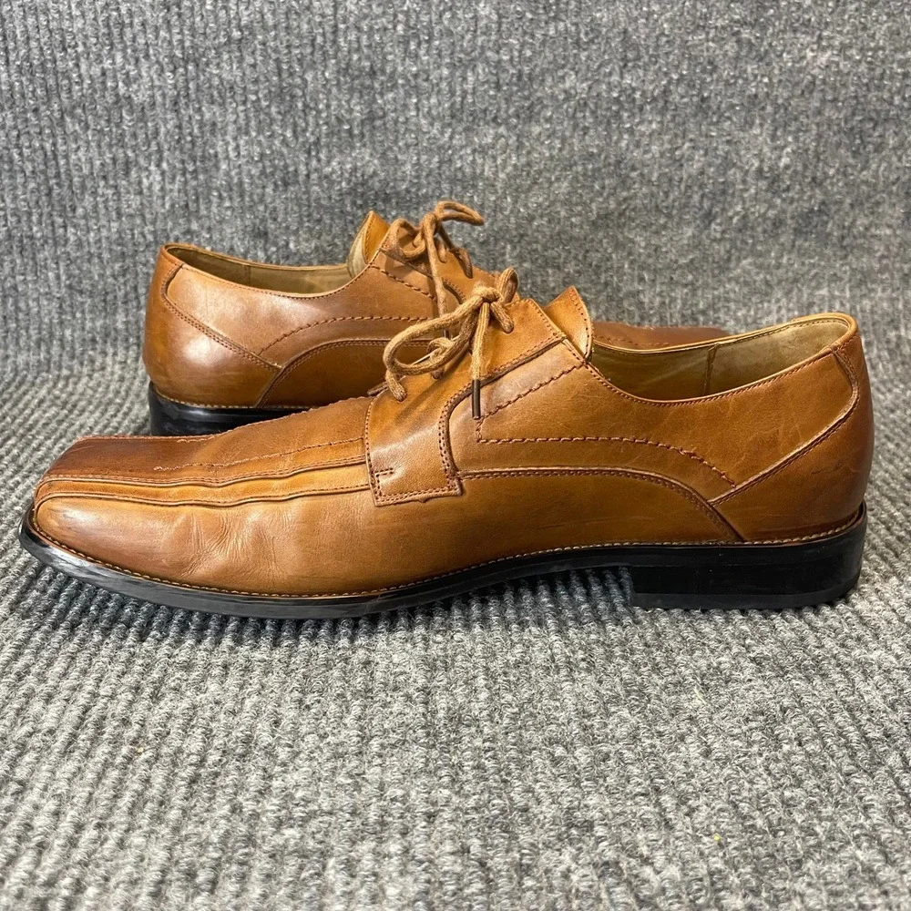Stacy Adams Oxford Shoes Mens 12 Brown Leather Square Bicycle Toe Lace Up Formal